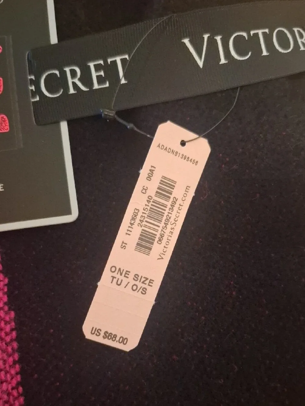 Victoria's Secret Black and Hot Pink 'Love' Heart Blanket